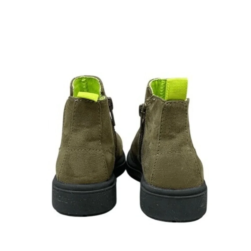 The GAP Chelsea Kidcore Olive Faux Suede High Top‎ Side Zip Boots 7 Blokecore